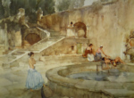 russell flint, Signed Limited Edition Print chateau garden, Languedoc, print
