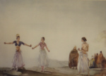 Signed print, russell flint, castanets