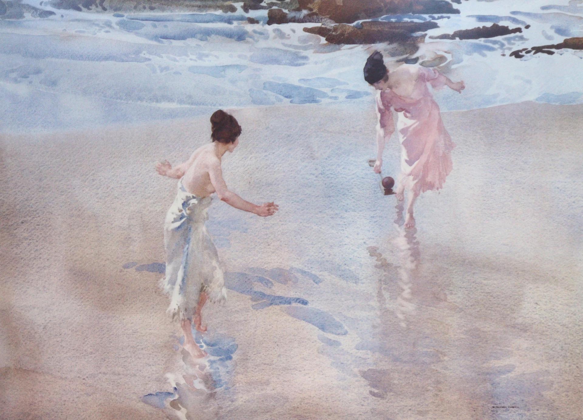 russell flint, limited edition print, beach game