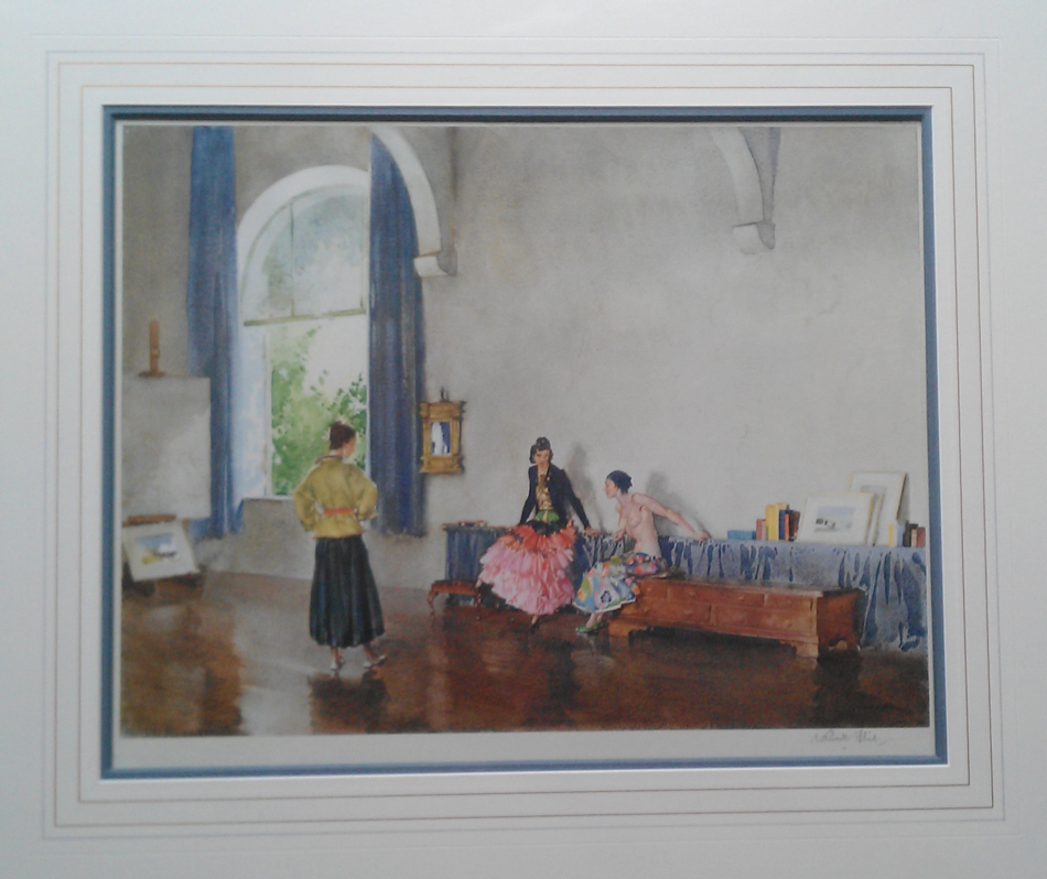 conversation piece, signed, limited edition print, sir william russell flint, verso