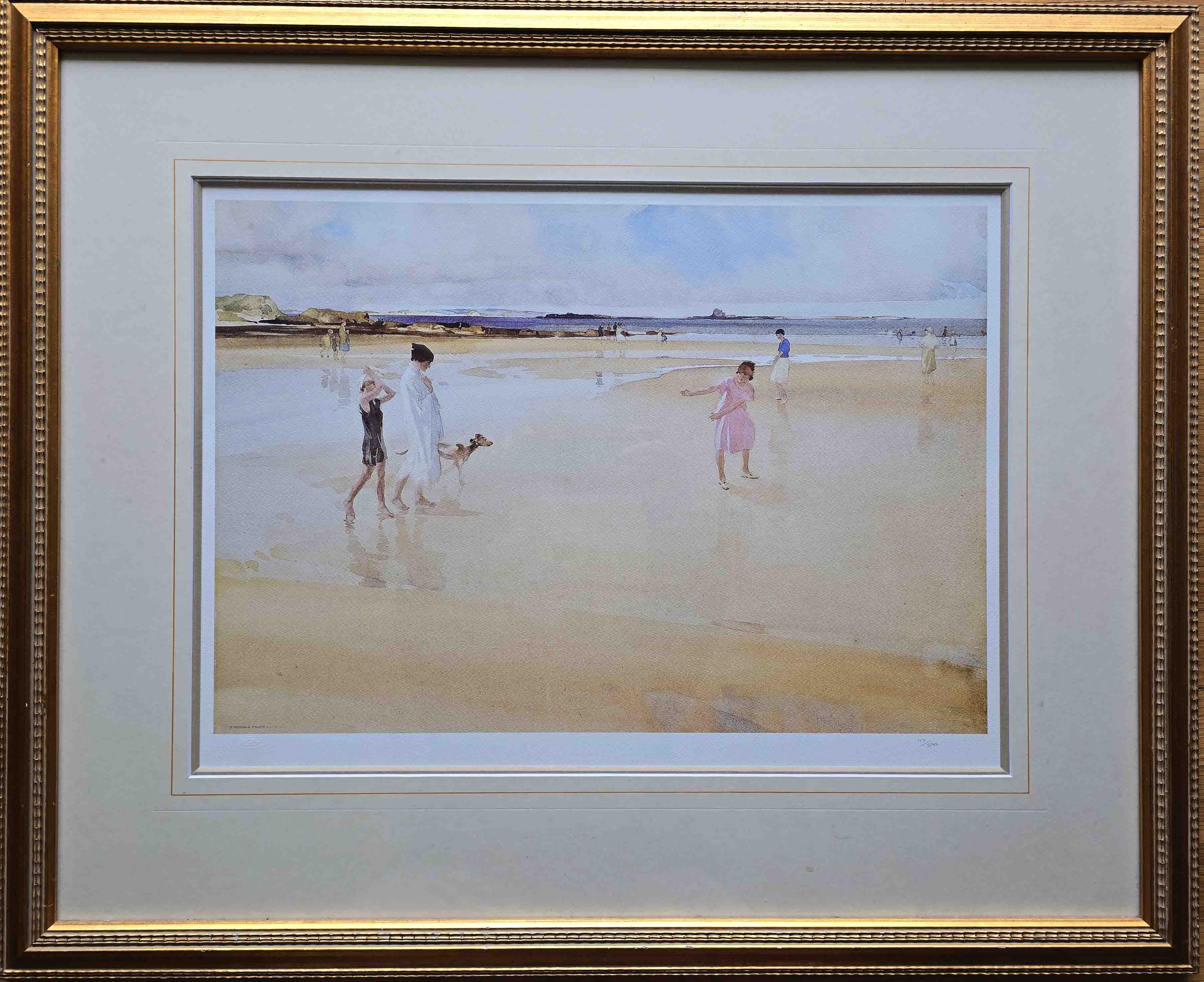 limited edition print, Fun on the sands, Bamburgh , sir william russell flint