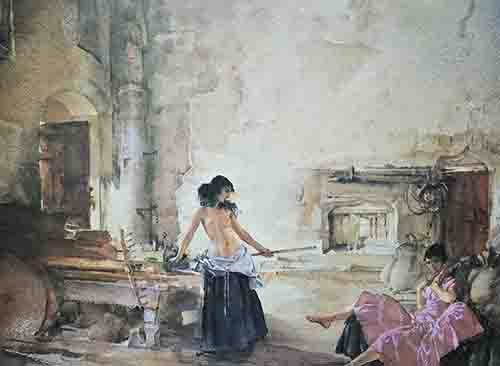 russell flint, in a Burgundian Granary, limited edition print