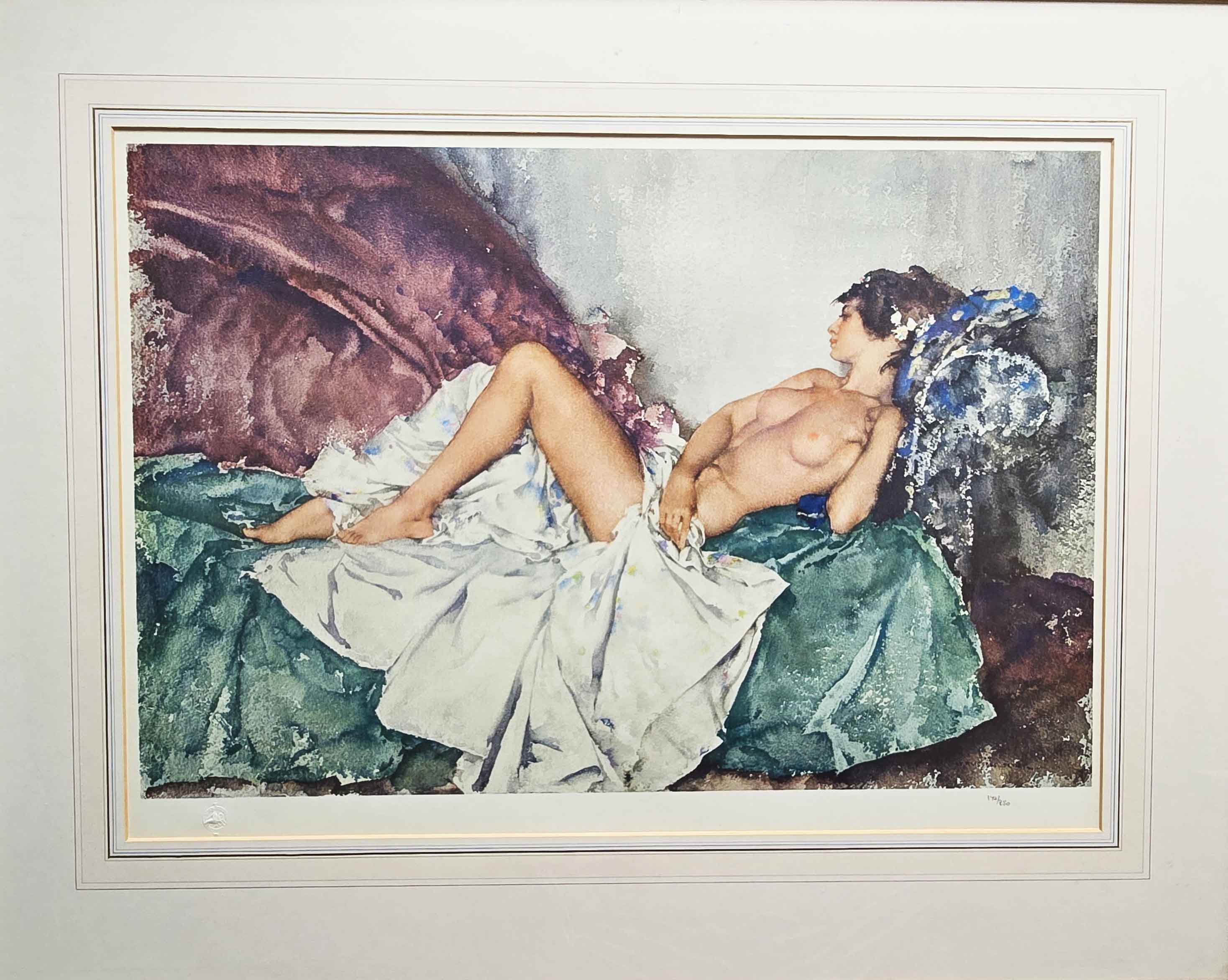 russell flint reclining nude III print